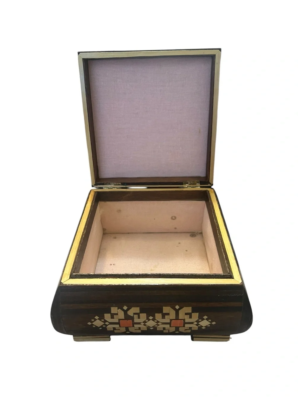 Vintage Handmade in Belarus 1990s Folk Style Straw Inlay Box